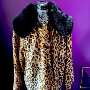 VELVET Faux fur Leopard A-line Jacket